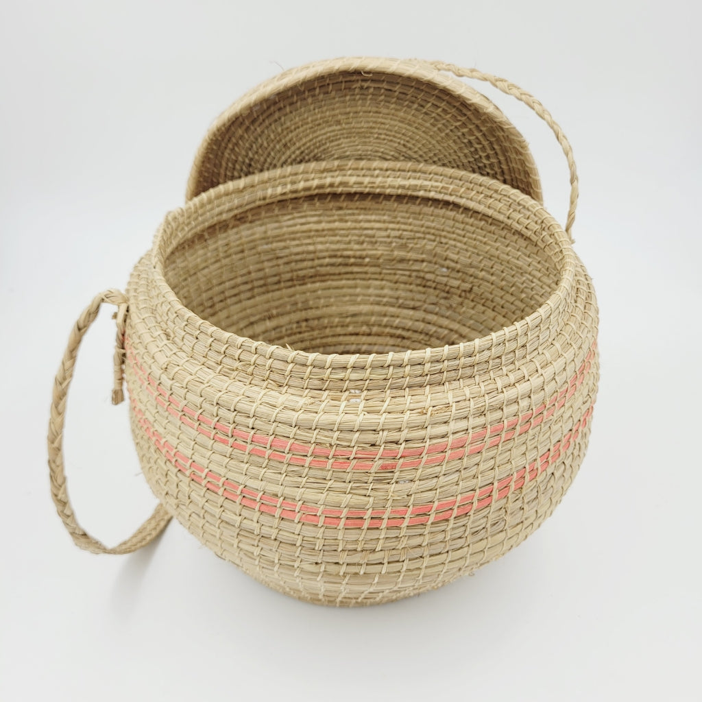 Bolsa Bege e Vermelha Fibra Natural Povo Kanela