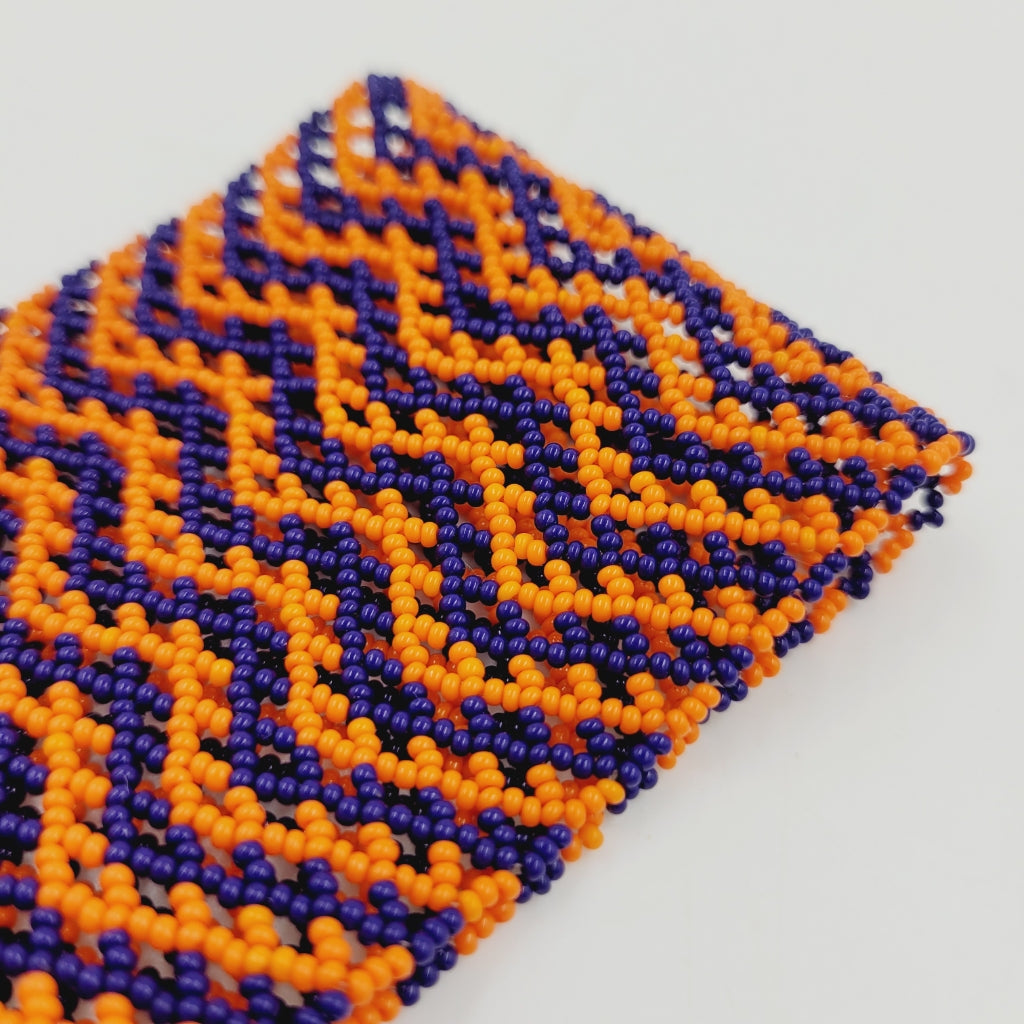 Pulseira de Miçanga Azul e Laranja Fio de Nylon Povo Kayapó