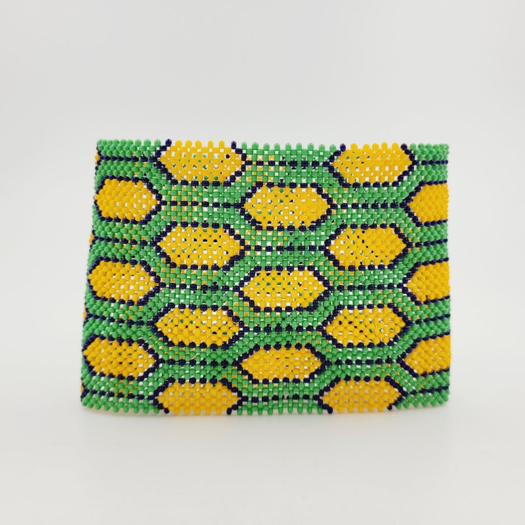 Pulseira Verde e Amarelo de Miçanga de Vidro