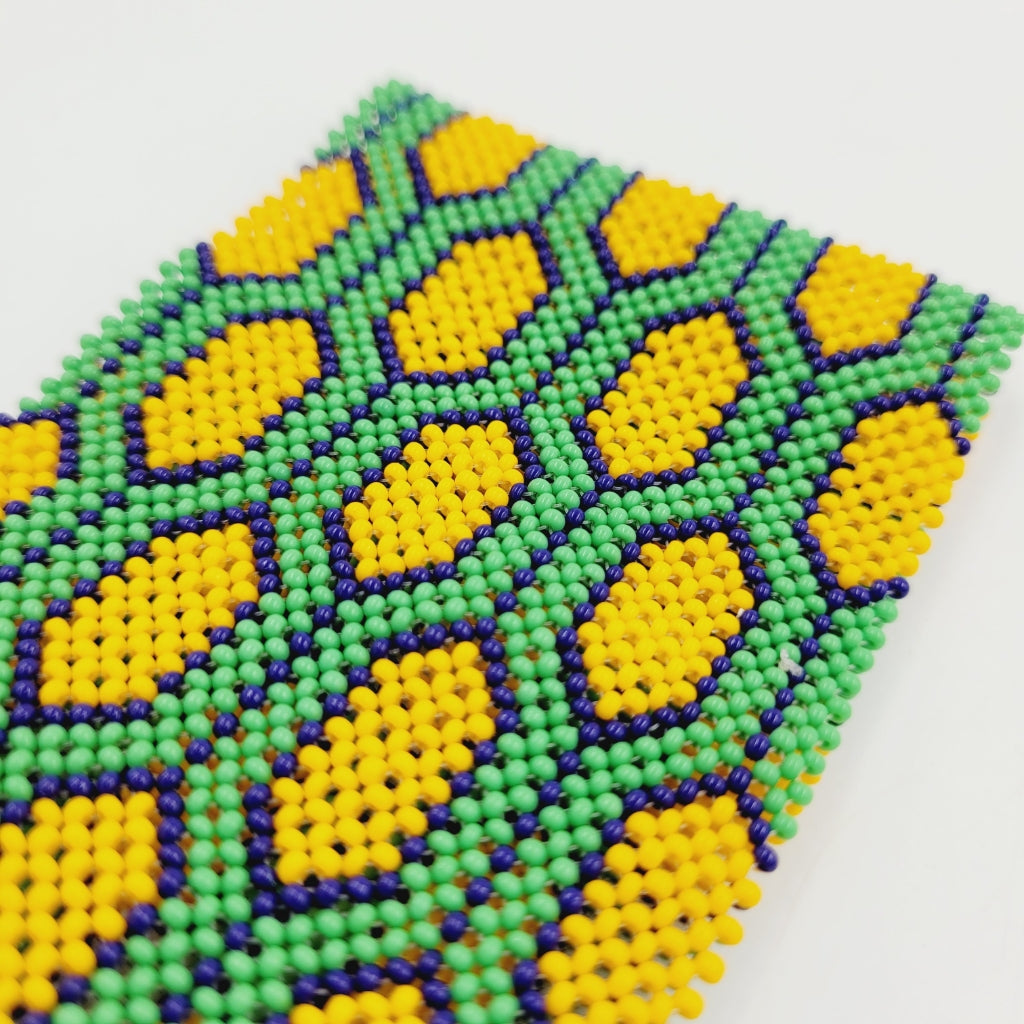 Pulseira Verde e Amarelo de Miçanga de Vidro