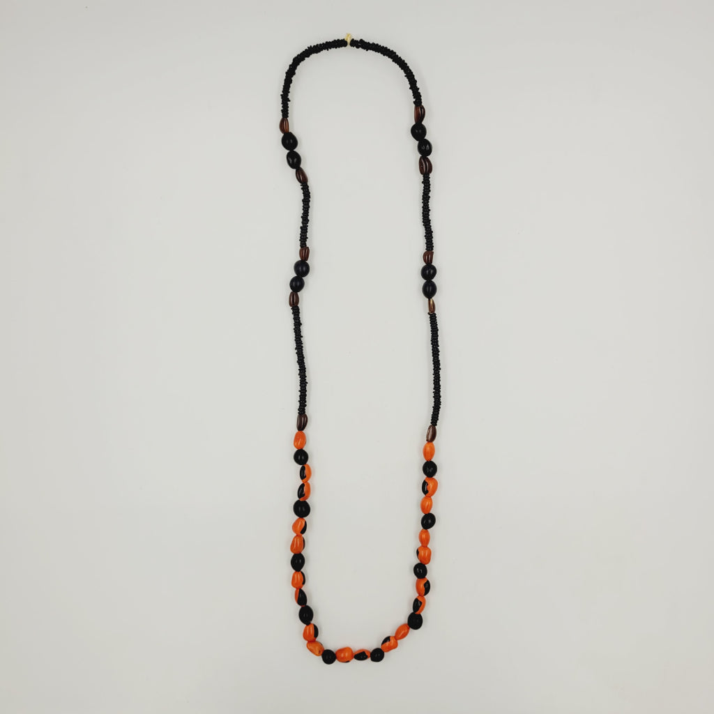Colar em Semente Preto e Laranja Povo Rikbaktsa