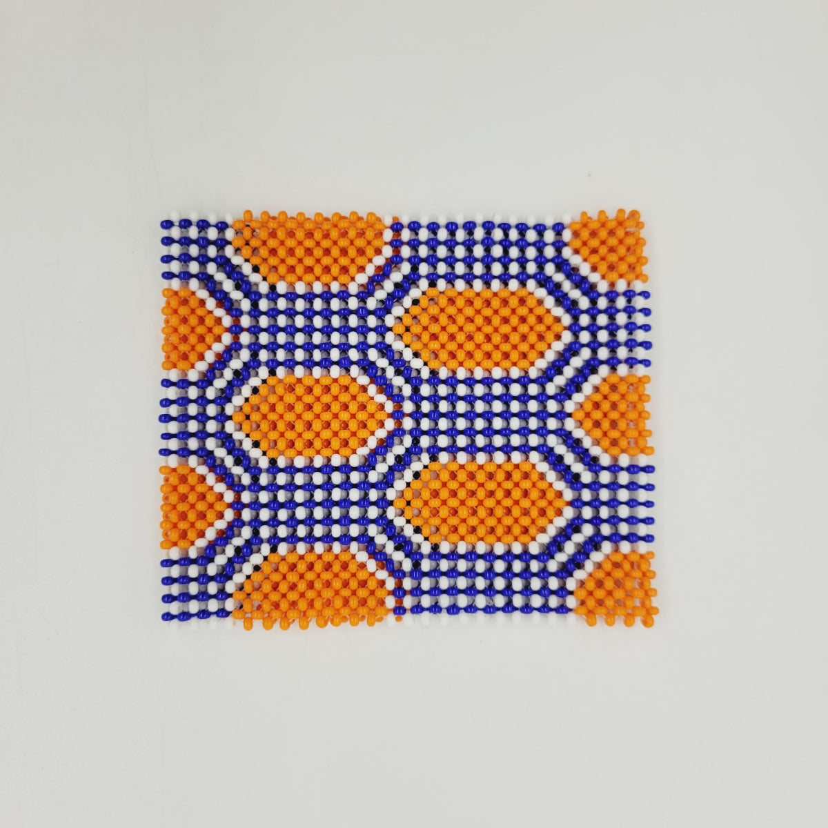 Pulseira de Miçanga Azul e Laranja Artesanal Kayapó