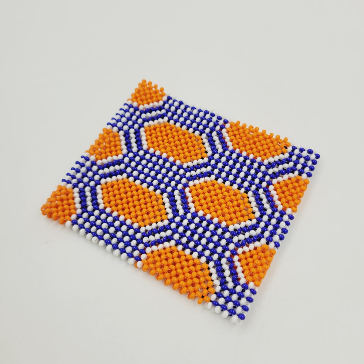 Pulseira de Miçanga Azul e Laranja Artesanal Kayapó