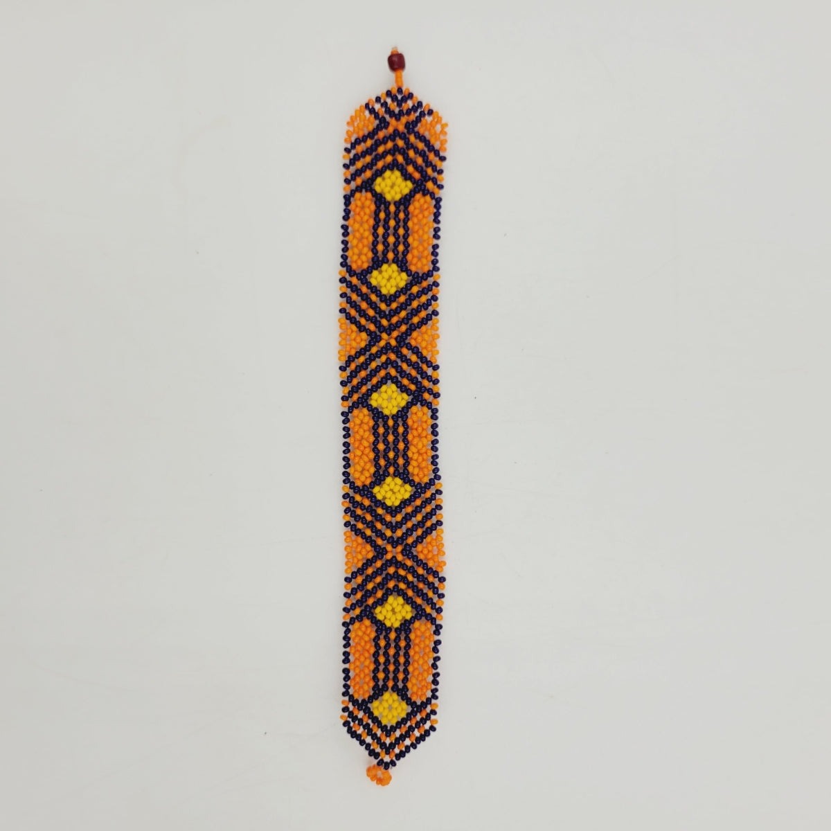 Pulseira de Miçanga Azul e Laranja 15cm Povo Kanela