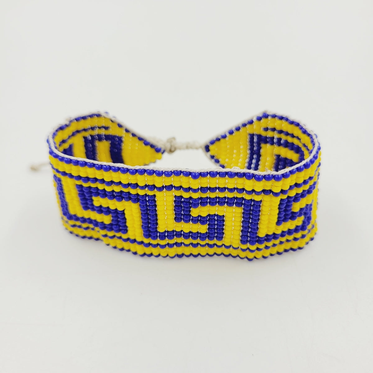 Pulseira de Miçanga Amarela e Azul Ajustável Wayana