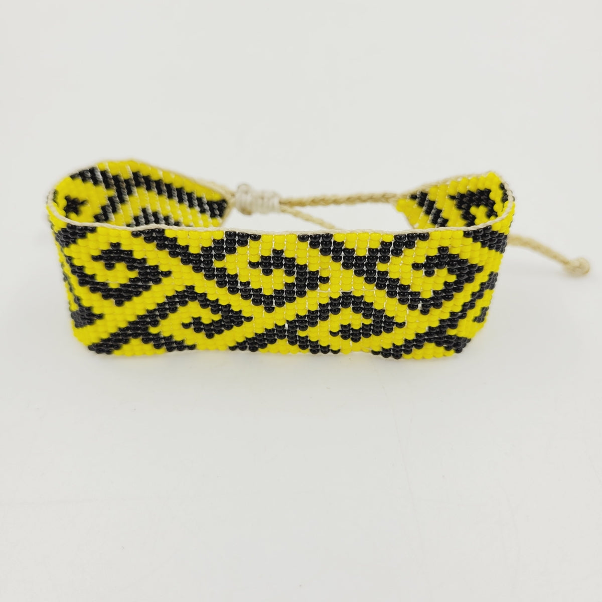 Pulseira Amarela e Preta de Miçanga Ajustável