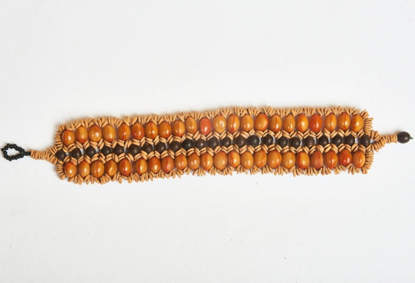 Pulseira Sementes Marrom e Laranja Indígena