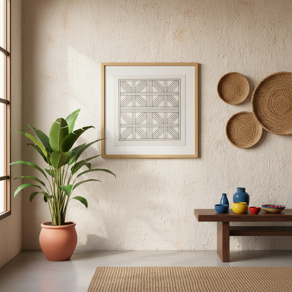 Grafismo em Tela Kuikuro para Sala de Estar