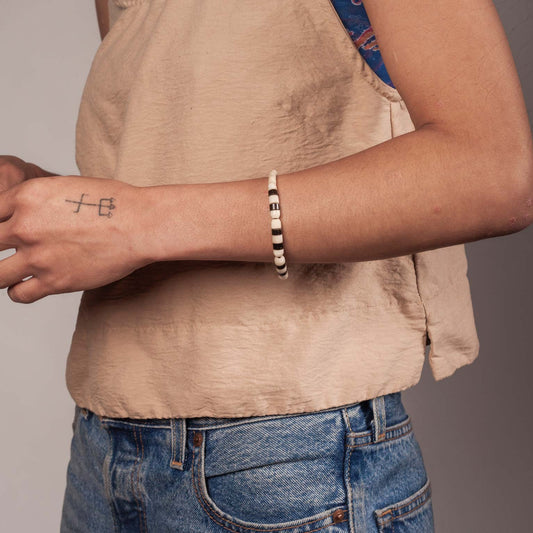 Pulseira de Jarina Marfim Vegetal e Inajá Ajustável Povo Apurinã