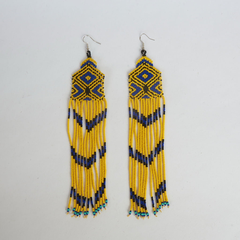 Brinco Amarelo e Azul de Miçanga Kanela