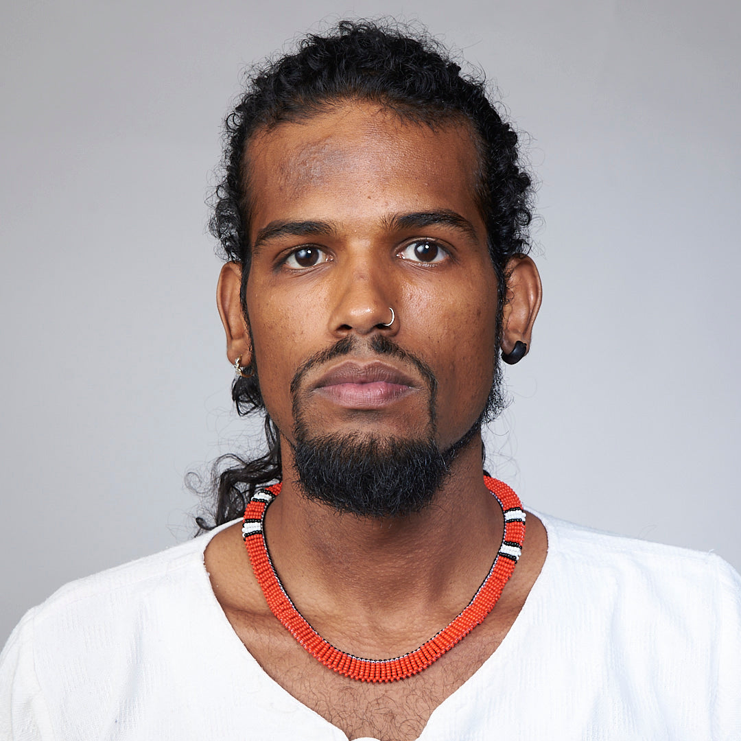 Colar Coral de Miçanga Povo Waura