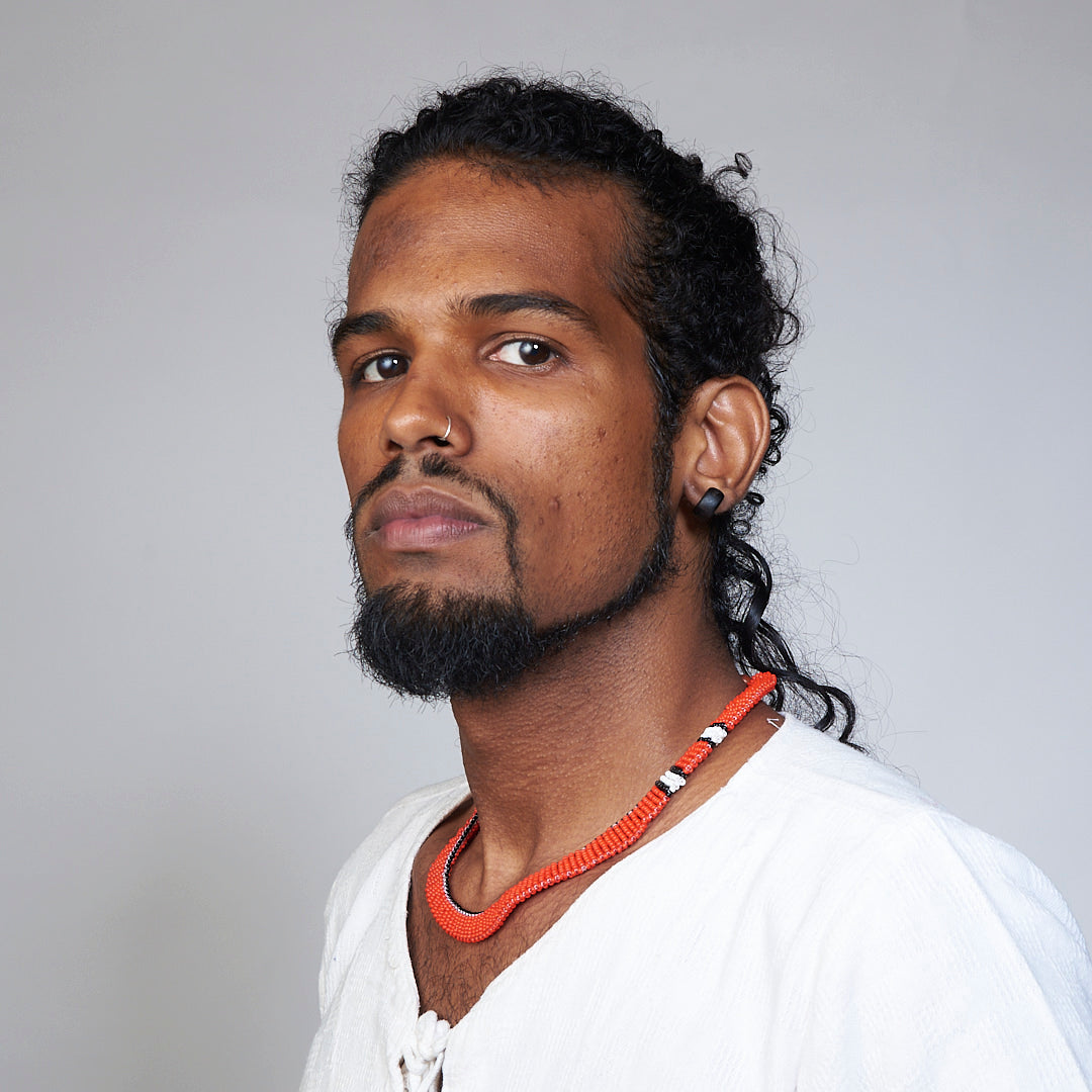 Colar Coral de Miçanga Povo Waura