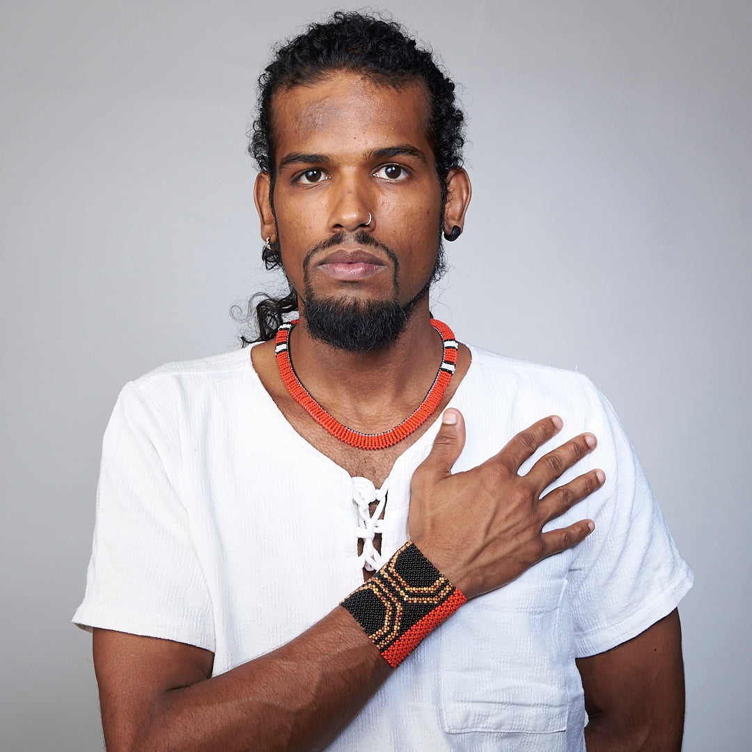 Pulseira de Miçanga Colorida fio Elástico Povo Waura