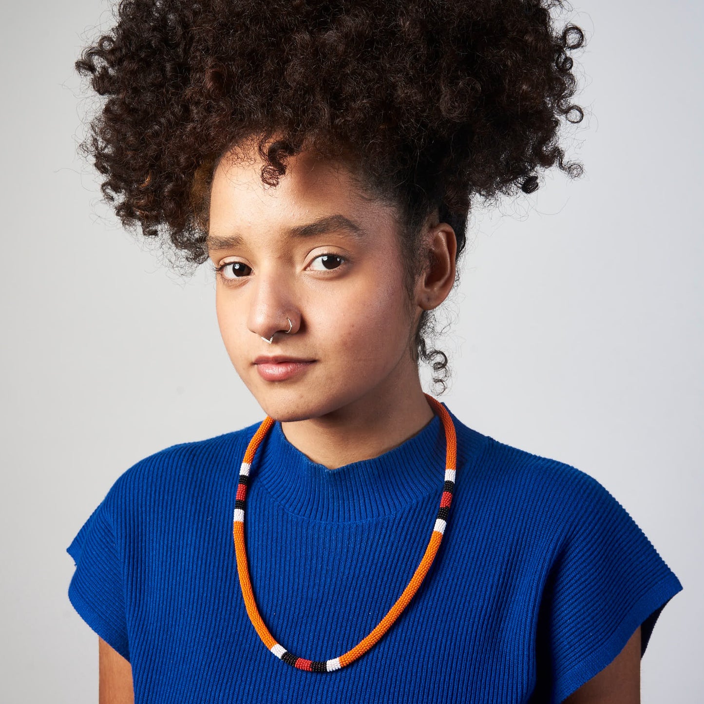 Colar Coral de Miçanga Laranja Povo Waura