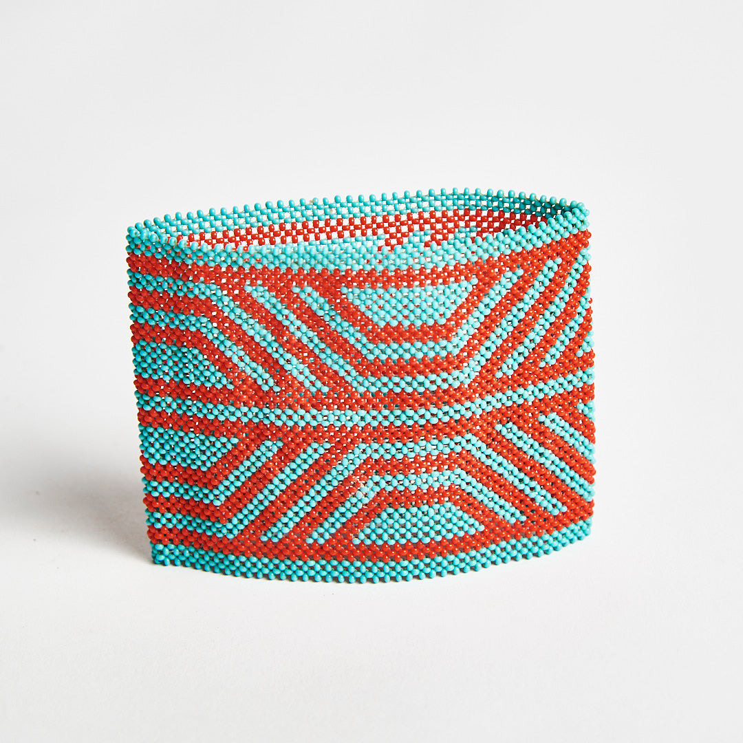 Pulseira de Miçanga Azul e Vermelha Kayapó