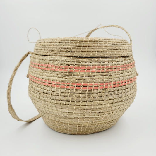 Bolsa Bege e Vermelha Fibra Natural Povo Kanela
