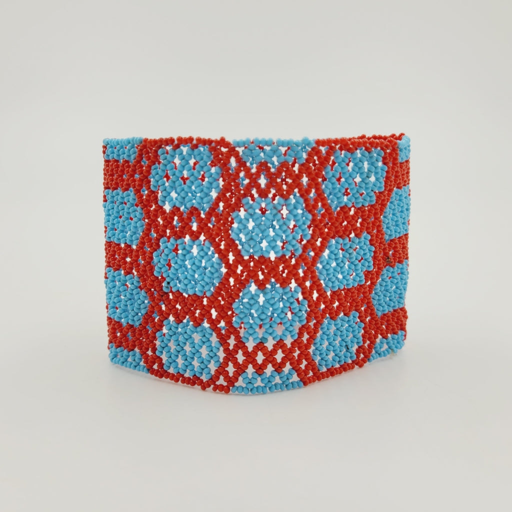 Pulseira de Miçanga Azul e Vermelha Povo Kayapó