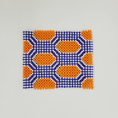 Pulseira de Miçanga Azul e Laranja Artesanal Kayapó