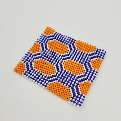 Pulseira de Miçanga Azul e Laranja Artesanal Kayapó