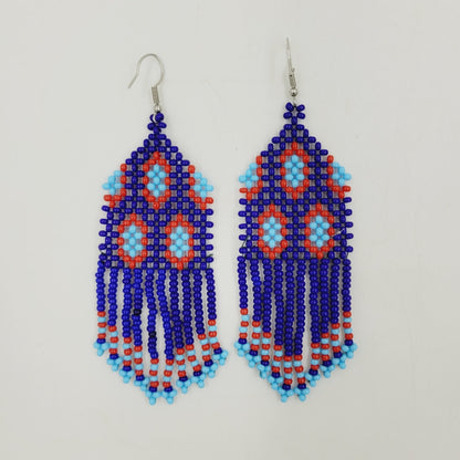 Brinco de Miçanga Azul Royal Kayapó