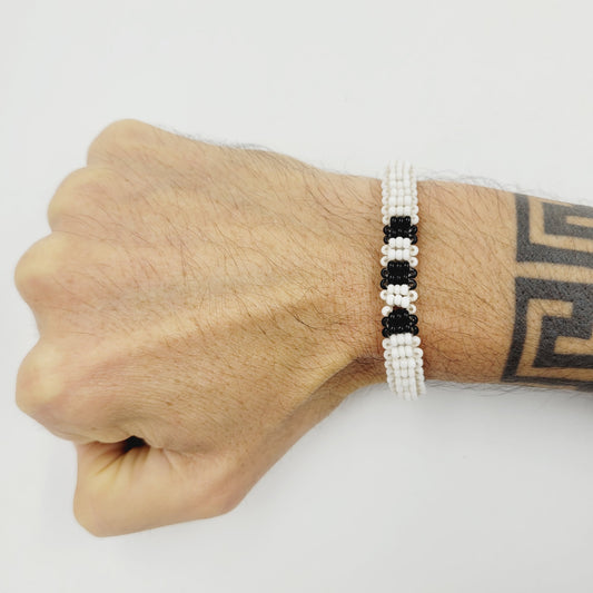 Pulseira Fina Preta e Branca Povo Waura