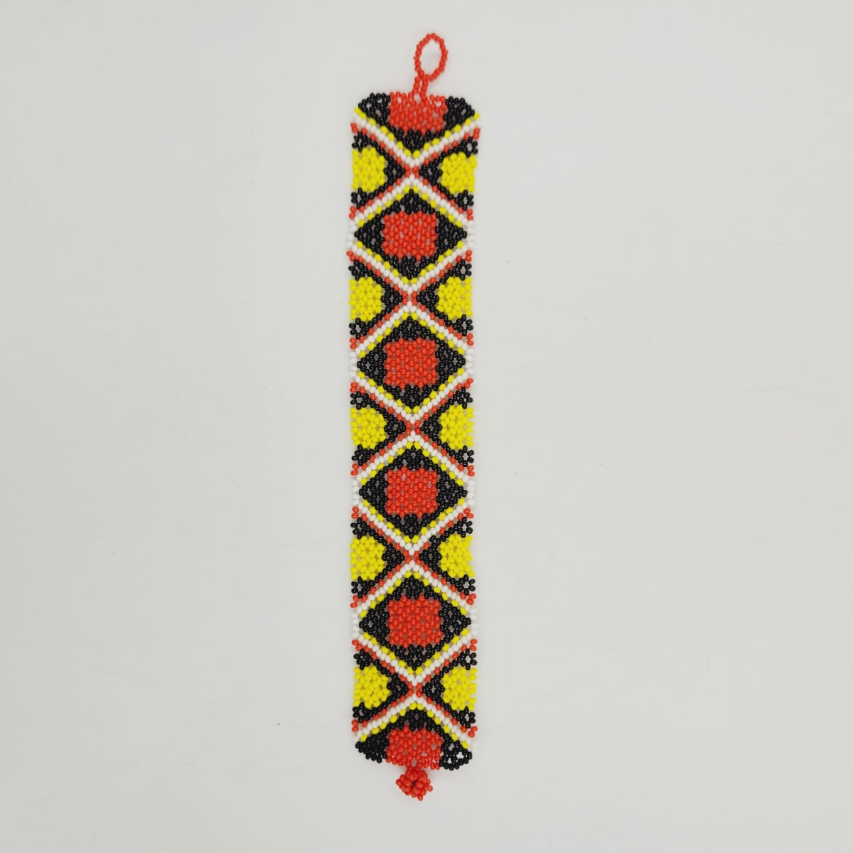 Pulseira Vermelha e Amarela de Miçanga Kanela