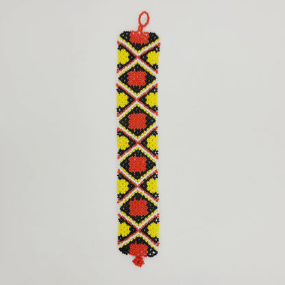 Pulseira Vermelha e Amarela de Miçanga Kanela