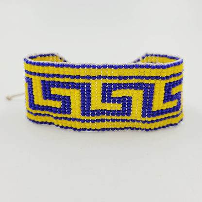 Pulseira de Miçanga Amarela e Azul  Ajustável Wayana