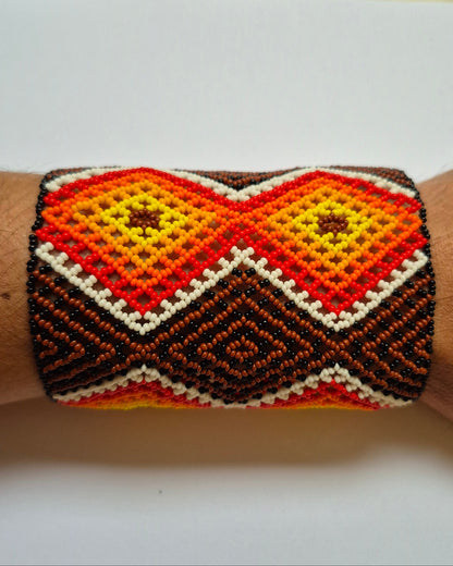 Pulseira de Miçanga Colorida Fio Elástico Povo Waura