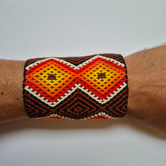 Pulseira de Miçanga Colorida Fio Elástico Povo Waura