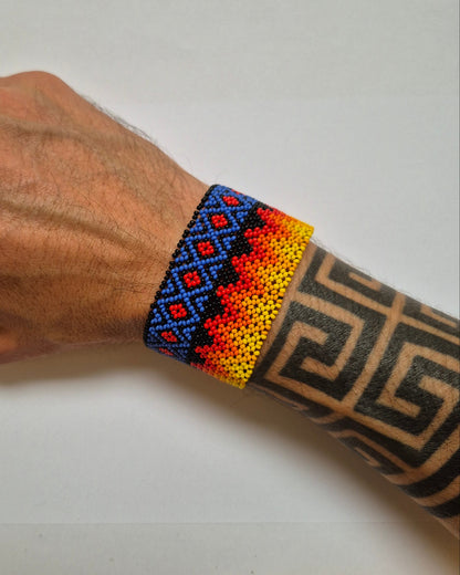 Pulseira de Miçanga Colorida Fio Elástico Povo Mehinako