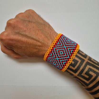 Pulseira de Miçanga Colorida Fio Elástico Povo Mehinako