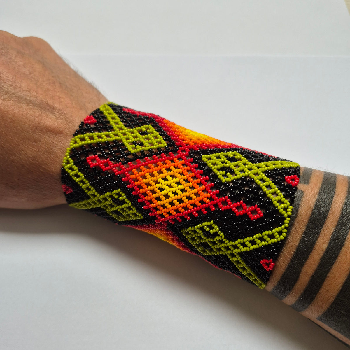 Pulseira de Miçanga Colorida Fio elástico Povo Waura