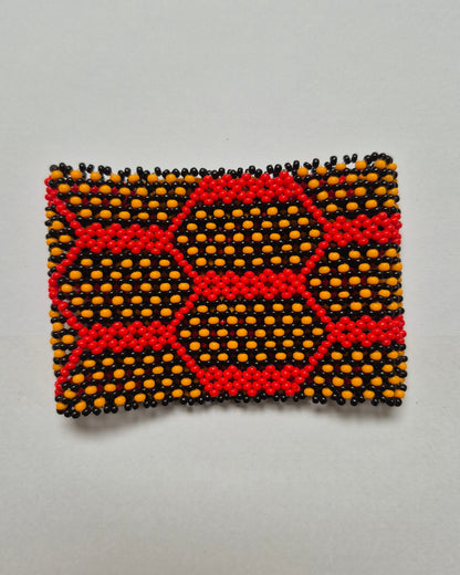 Pulseira de Miçanga Marrom Colorida Fio elástico Povo Waura