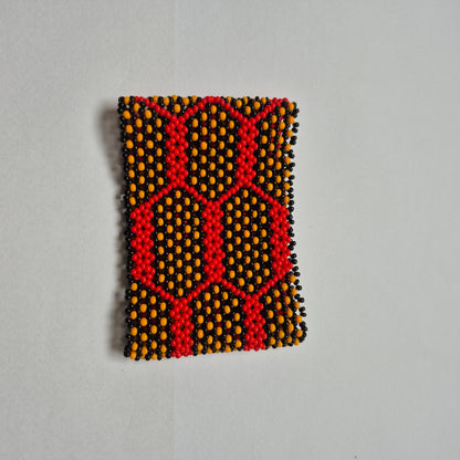 Pulseira de Miçanga Marrom Colorida Fio elástico Povo Waura