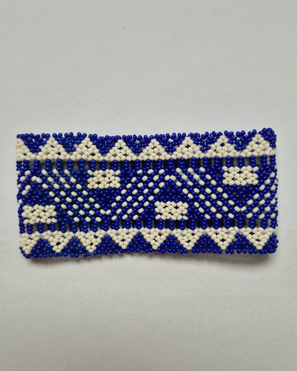 Pulseira de Miçanga Azul e Branca Fio elástico Povo Waura