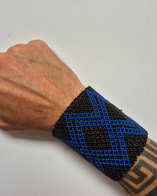 Pulseira de Miçanga Preta e Azul Povo Waura
