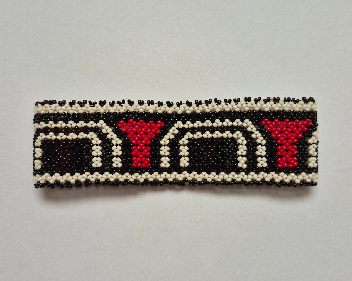 Pulseira de Miçanga Preto Branco e Vermelho Povo Waura
