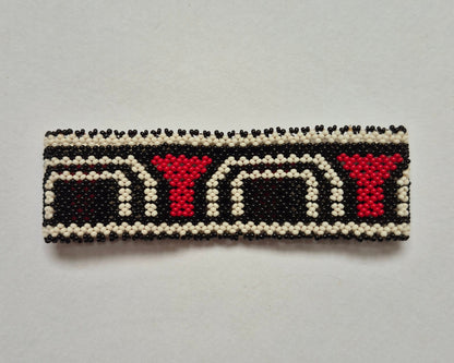 Pulseira de Miçanga Preto Branco e Vermelho Povo Waura