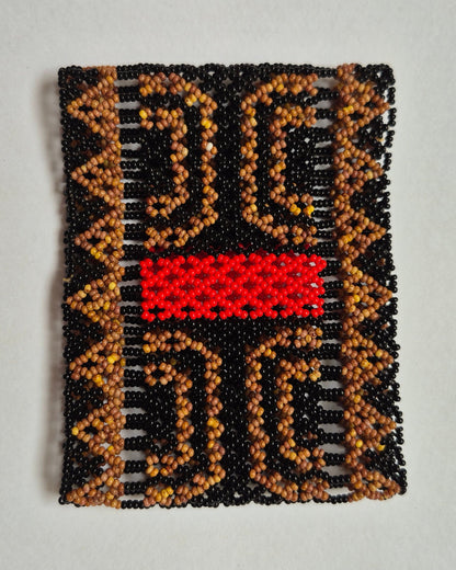 Pulseira de Miçanga Preta e Marrom e Vermelha Povo Waura