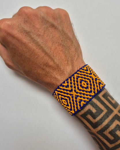 Pulseira de Miçanga Azul e Laranja Povo Waura