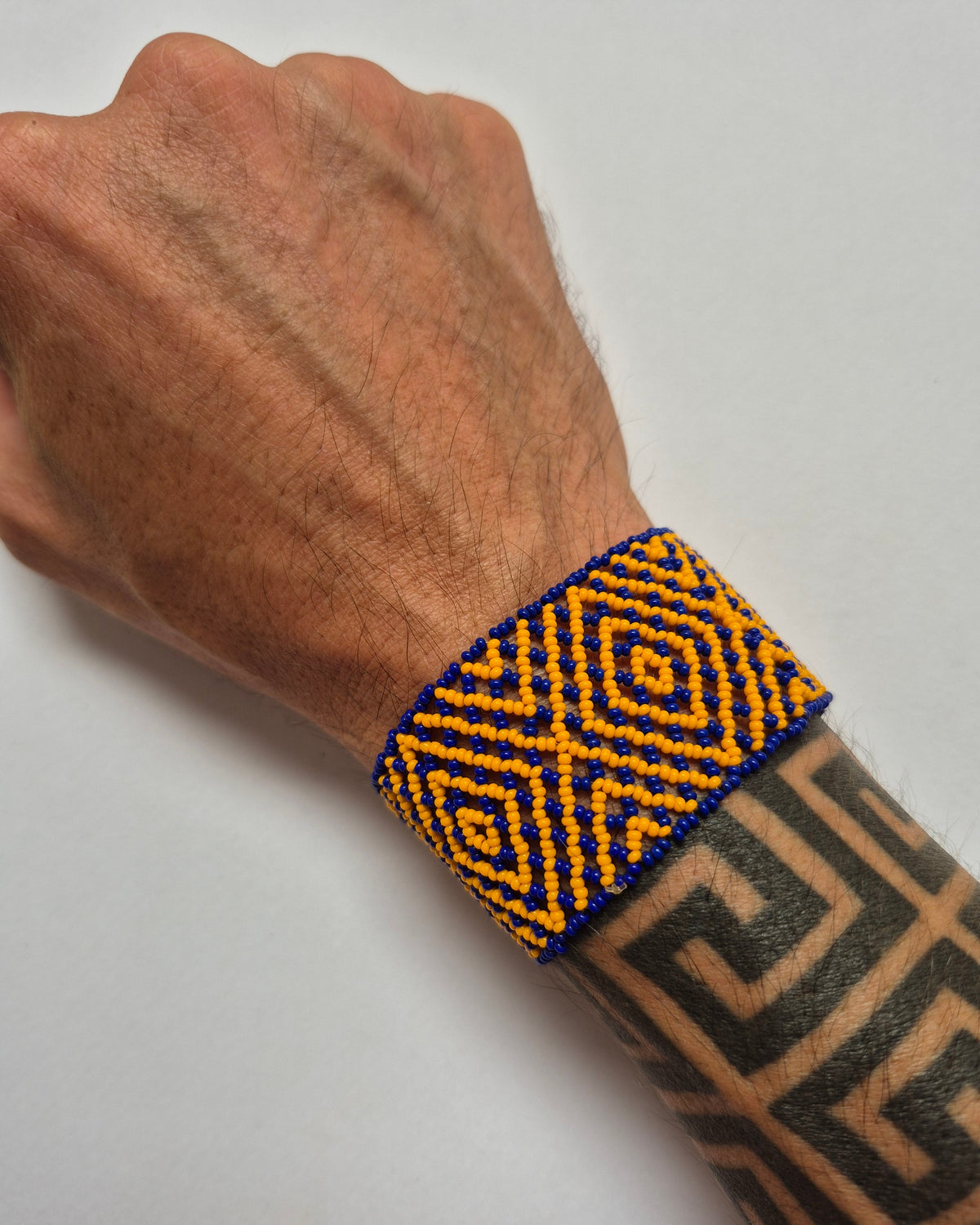 Pulseira de Miçanga Azul e Laranja Povo Waura