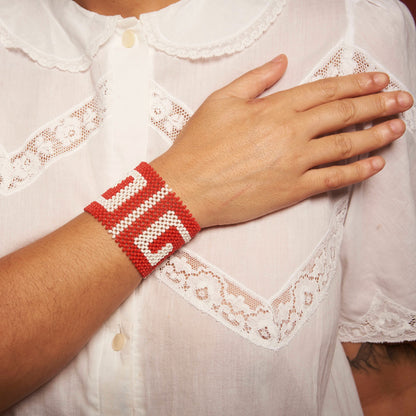 Pulseira de Miçanga Vermelha e Branca  Povo Kayapó
