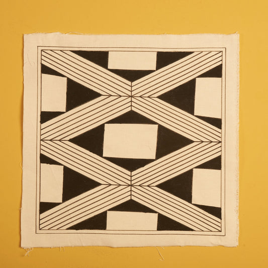 Pintura em Tela Preto e Branco Povo Kuikuro