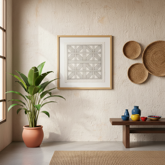 Grafismo em Tela Kuikuro para Sala de Estar