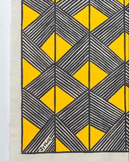Grafismo em Tecido Preto Amarelo e Branco Asurini