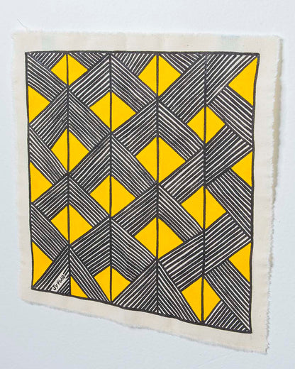 Grafismo em Tecido Preto Amarelo e Branco Asurini