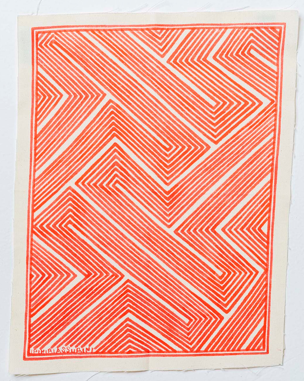 Grafismo em Tecido Vermelho e Branco Asurini