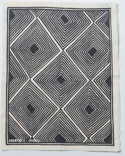 Grafismo em Tecido Preto e Branco Asurini
