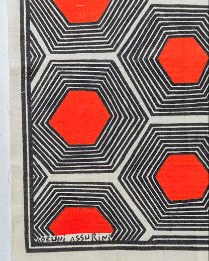 Grafismo em Tecido Preto Vermelho e Branco Asurini